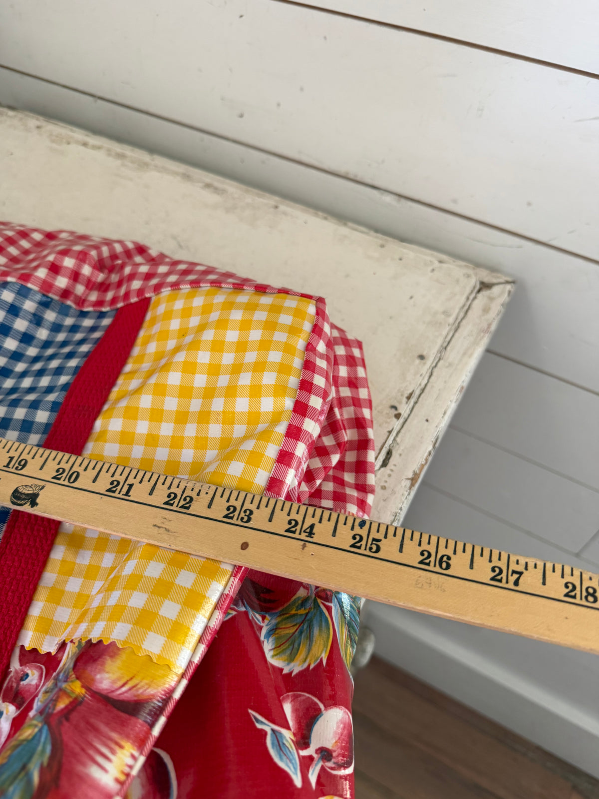 Oversized oil cloth multicolor bag - holds a ton blankets not included