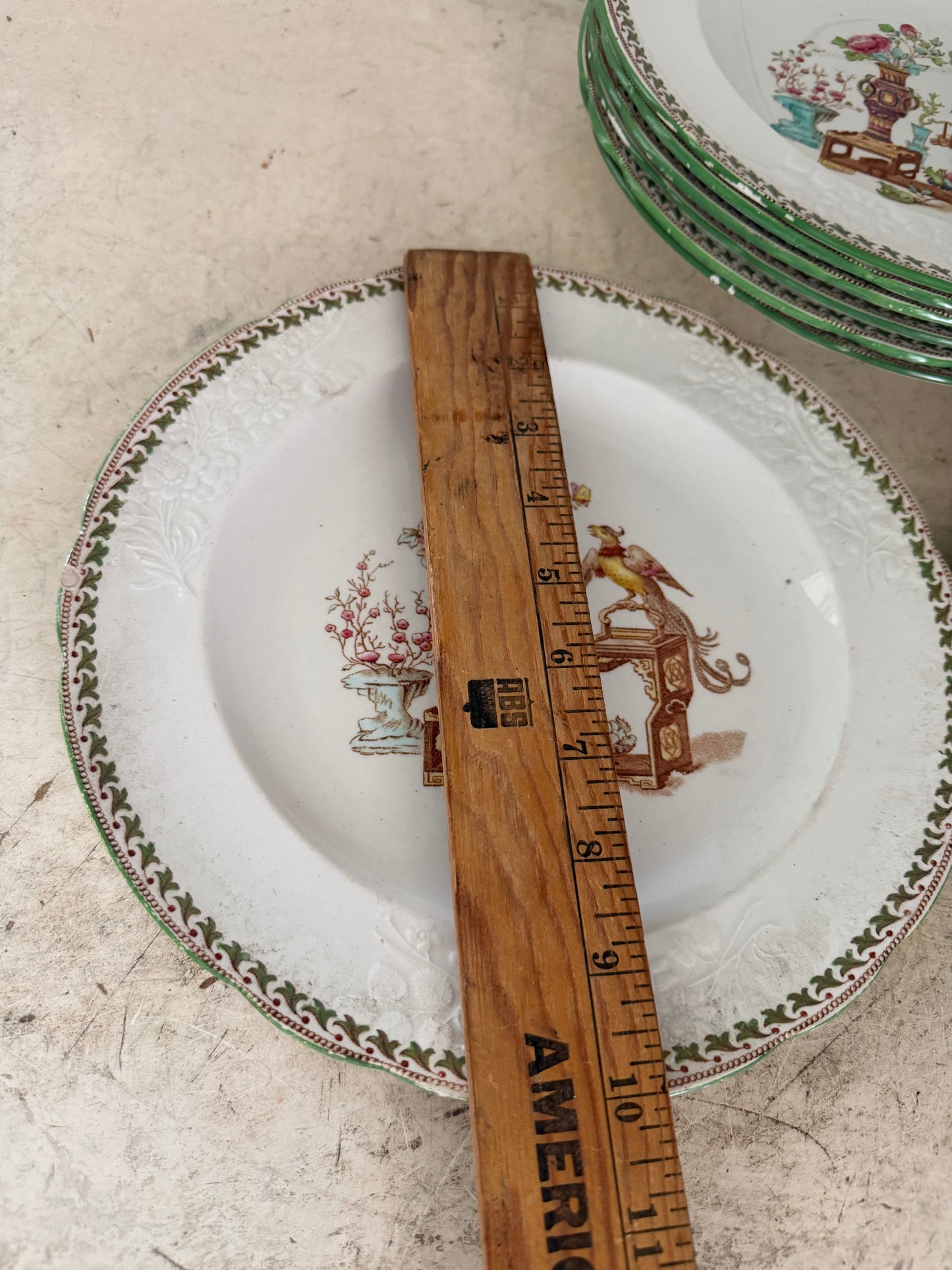 Antique Spode Chinoserie Green Transferware sold Individually