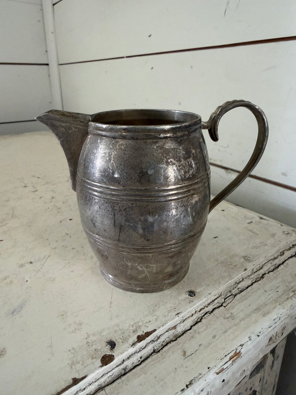 Vintage tankard style silver plate creamer