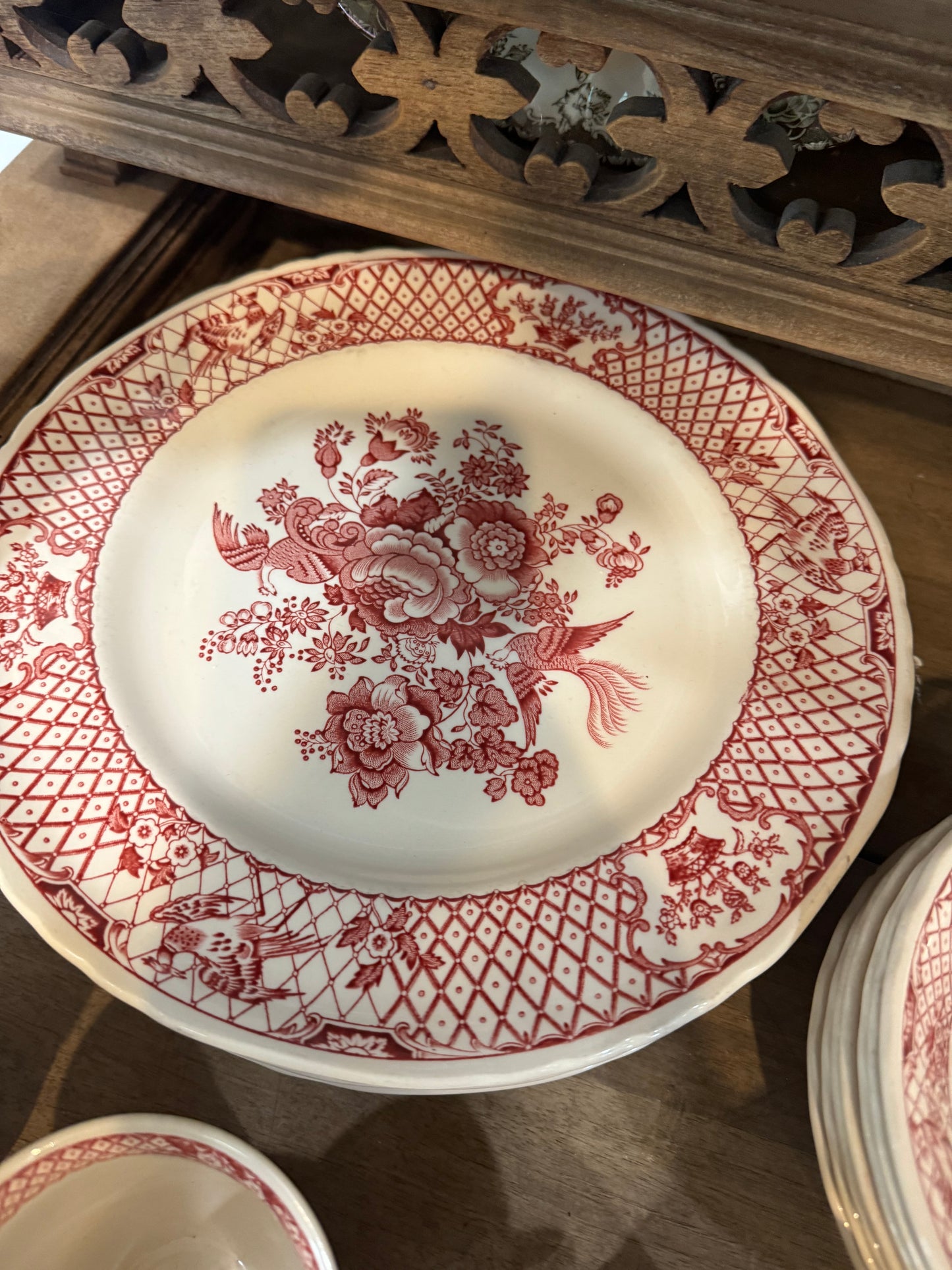 Vintage Mason's Ironstone Stratford Pink Dishes (red) - made in England sold individually