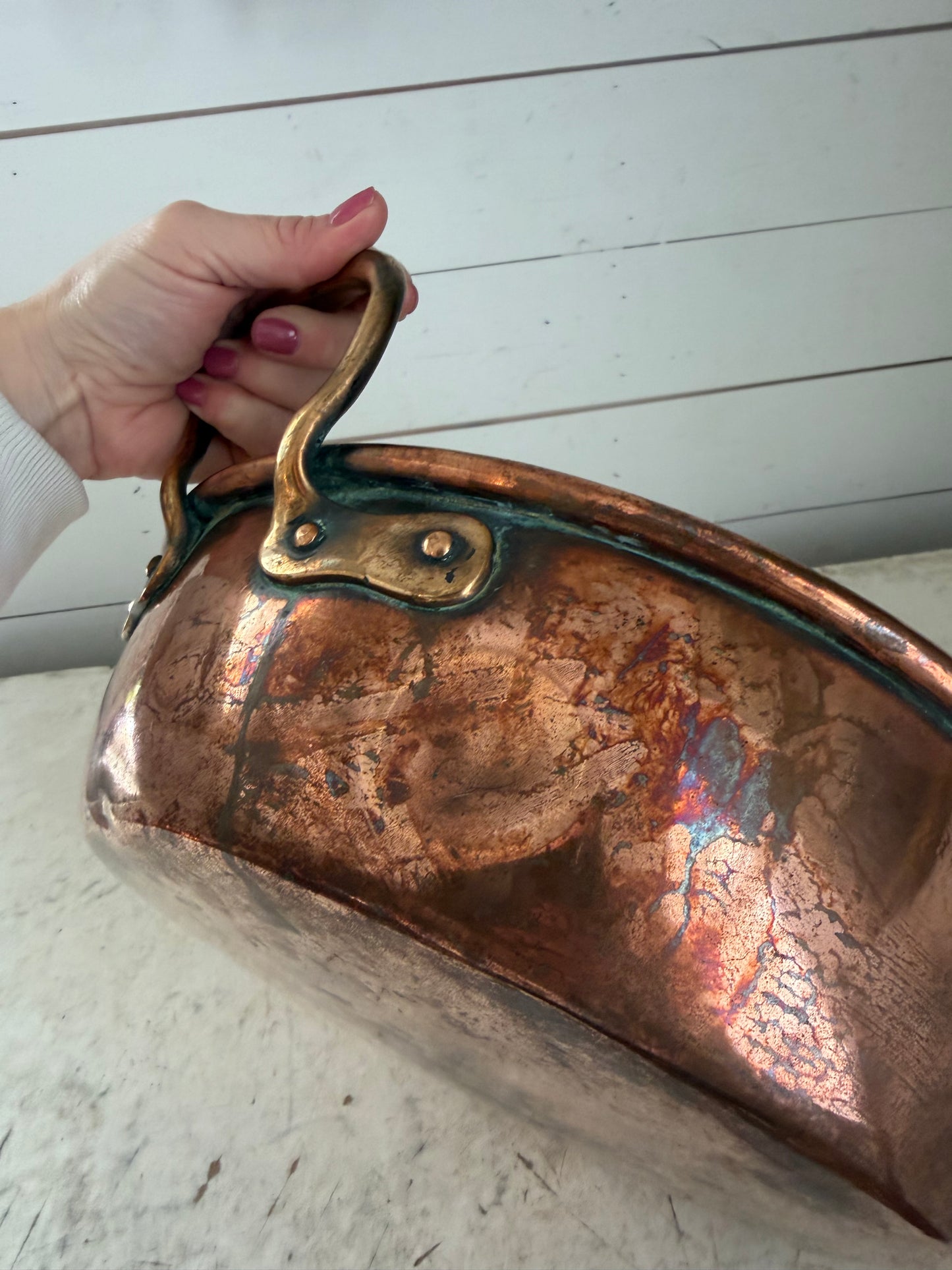 Large Antique George III Copper Pan, 1800s