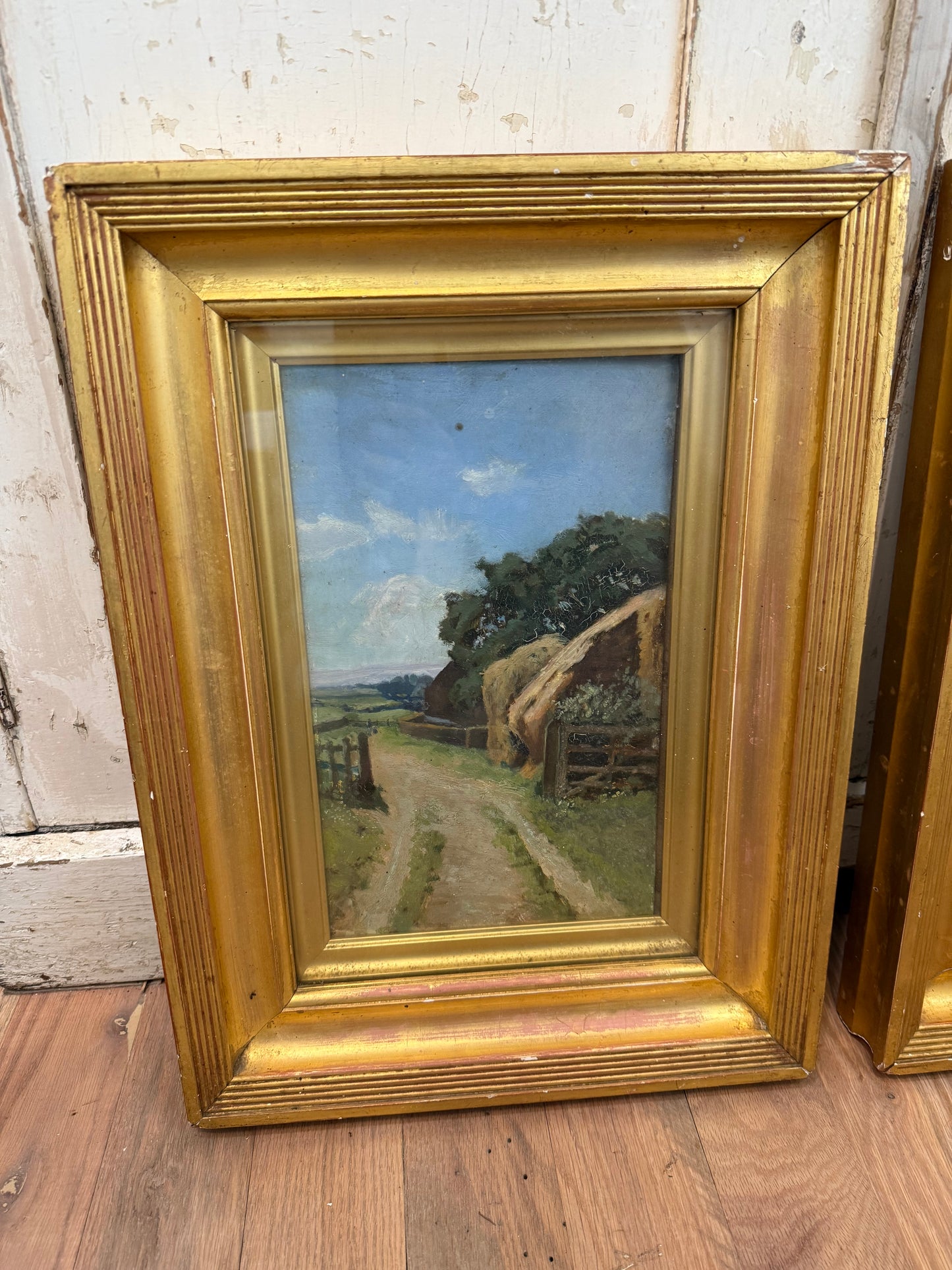 Set of Sir Arthur Lucas Original Oil Paintings in frames with glass 1905 & 1909- French Countryside