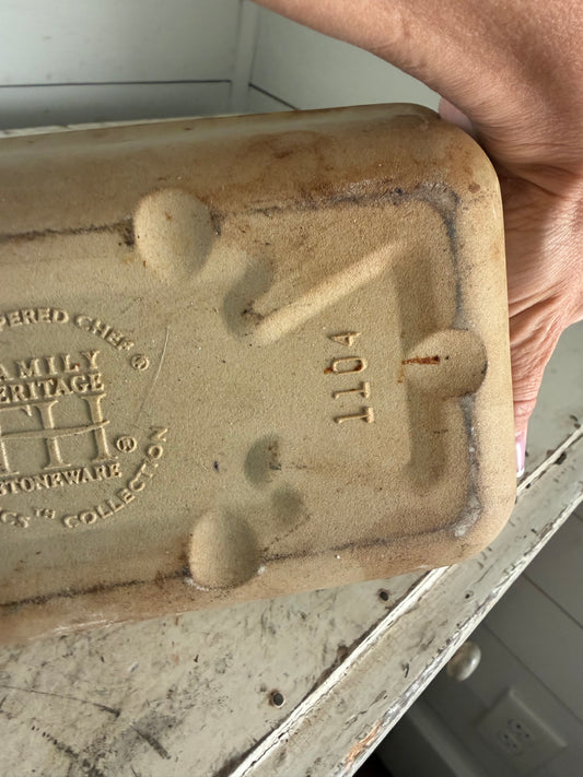 Pampered Chef Family Heritage stoneware loaf pan.