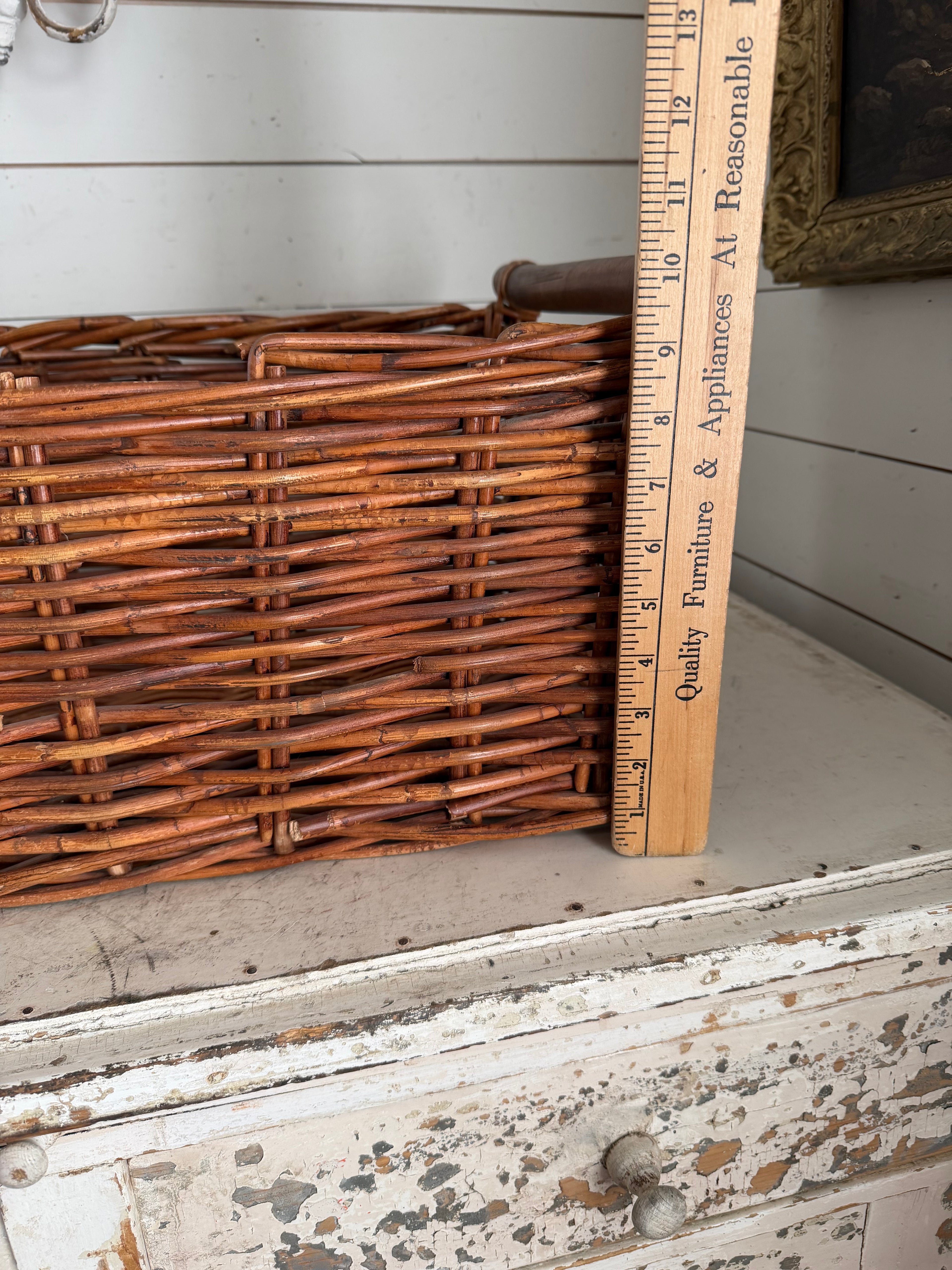 Vintage European Style Wicker Storage / Kindling Basket