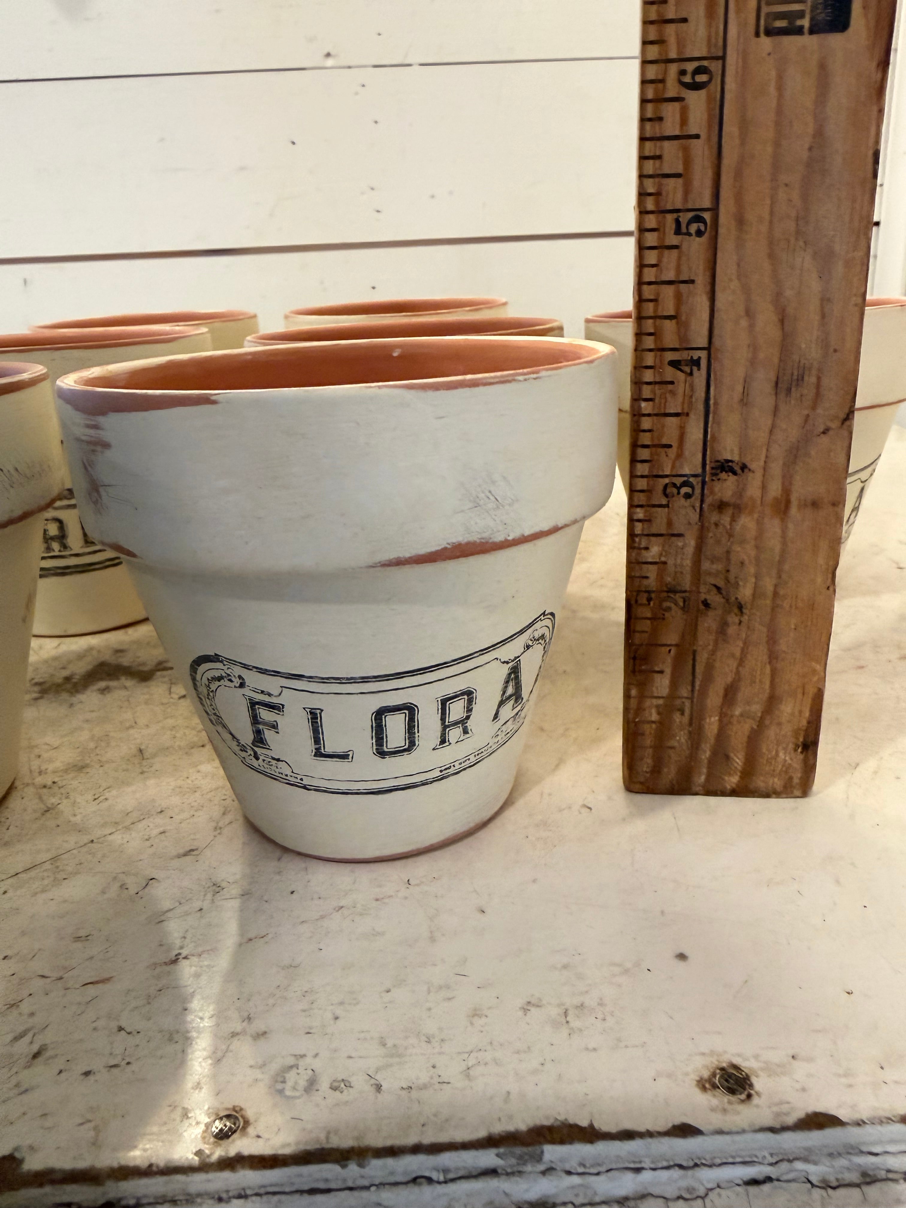 Painted and Stamped Terracotta pots - sold individually - CHOSEN AT RANDOM