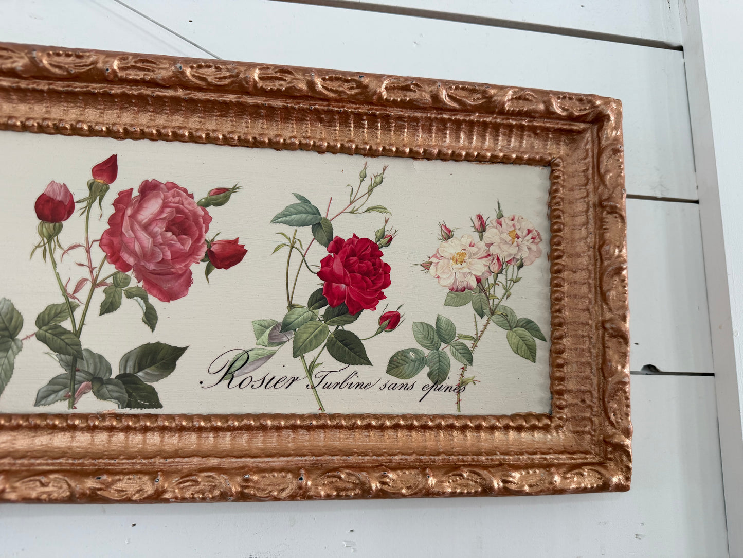 Rose Botanical Framed Art - frame is imperfect as is see photos