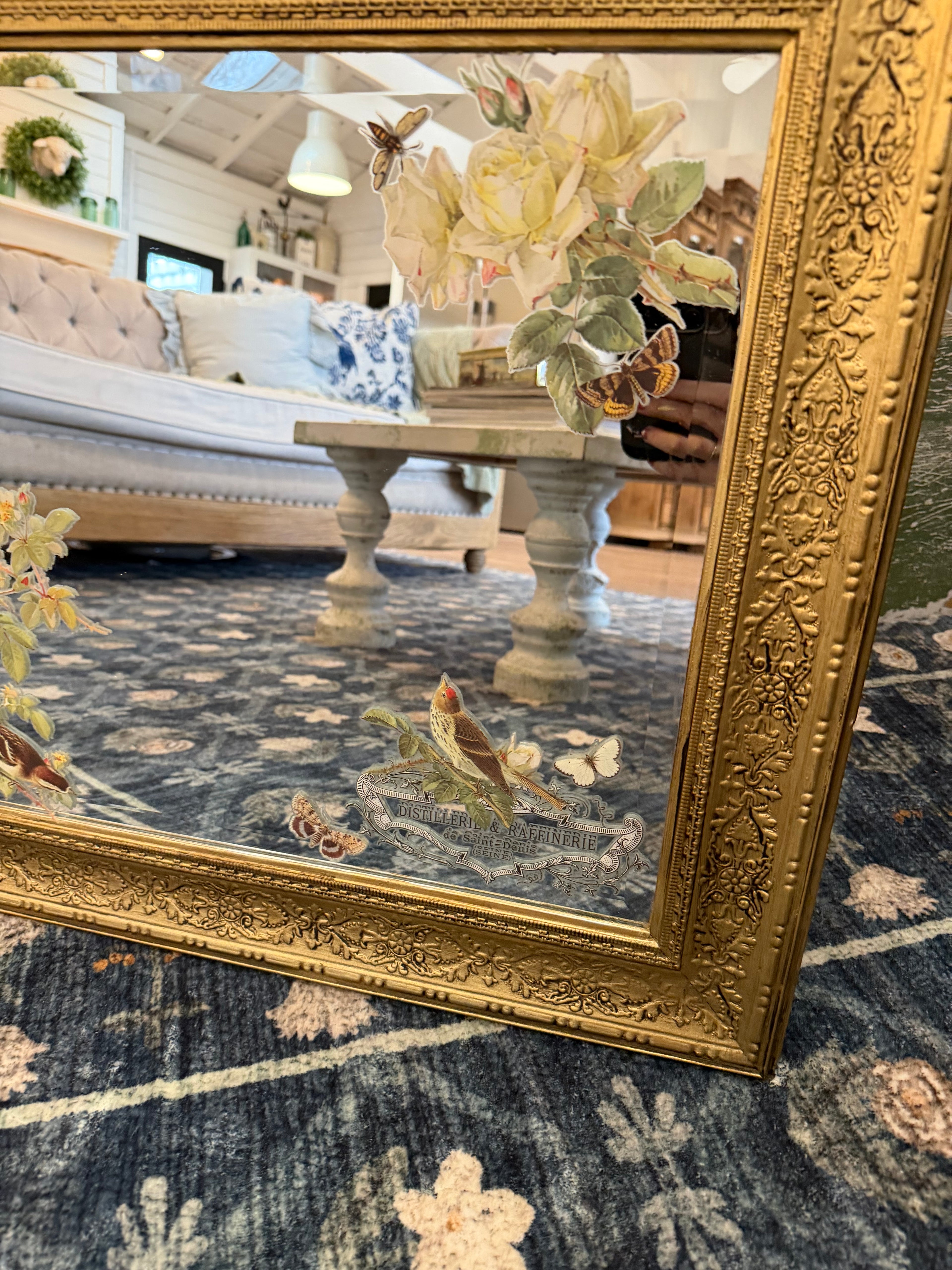 Gold with Flowers Mirror will get makeover 25.25x21.25”