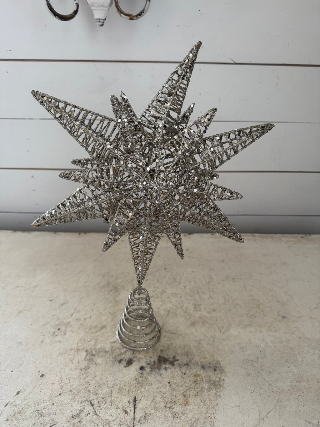 15” silver glitter tree star