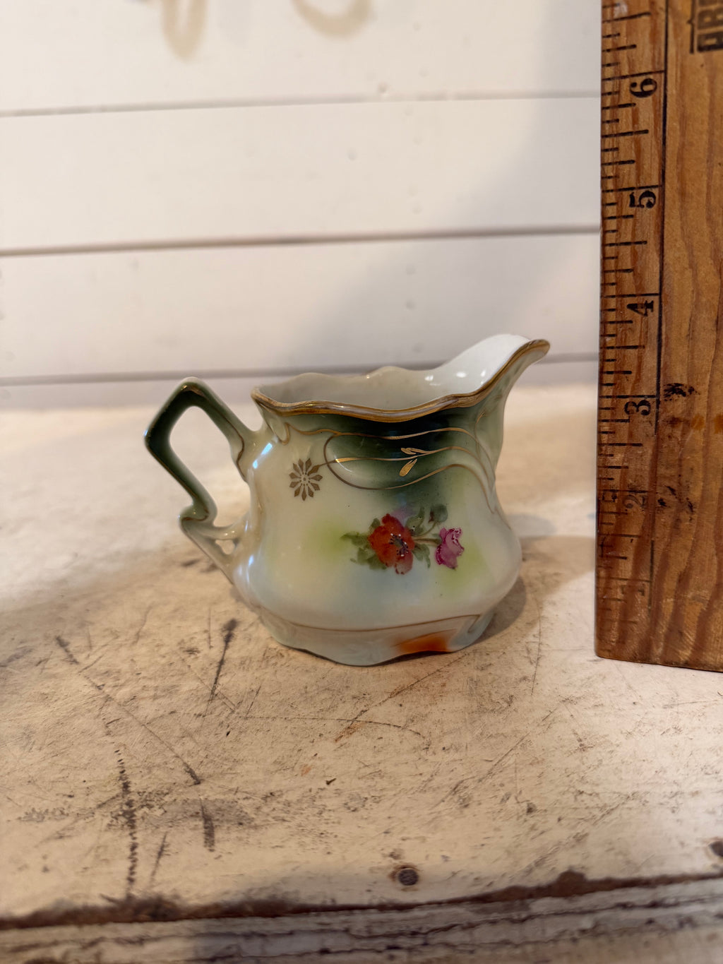Antique Bavarian hand painted Floral Creamer