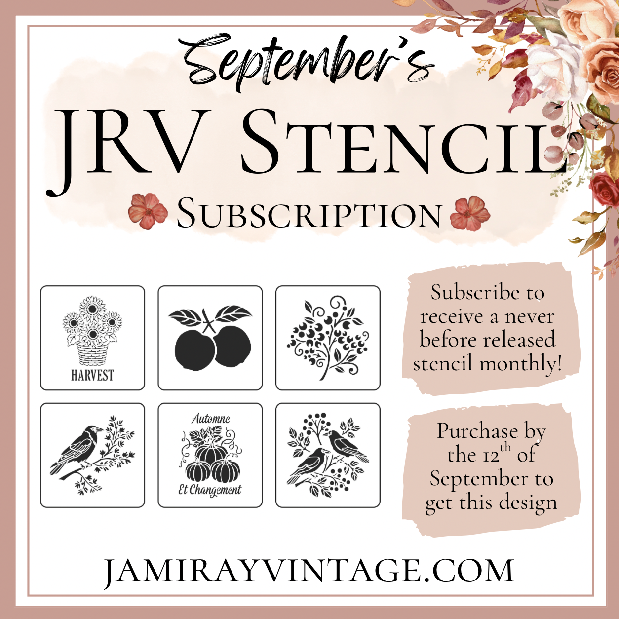 JRV Stencil Subscription | Sign Up by 09/12/26 To Get September 2026 Stencils