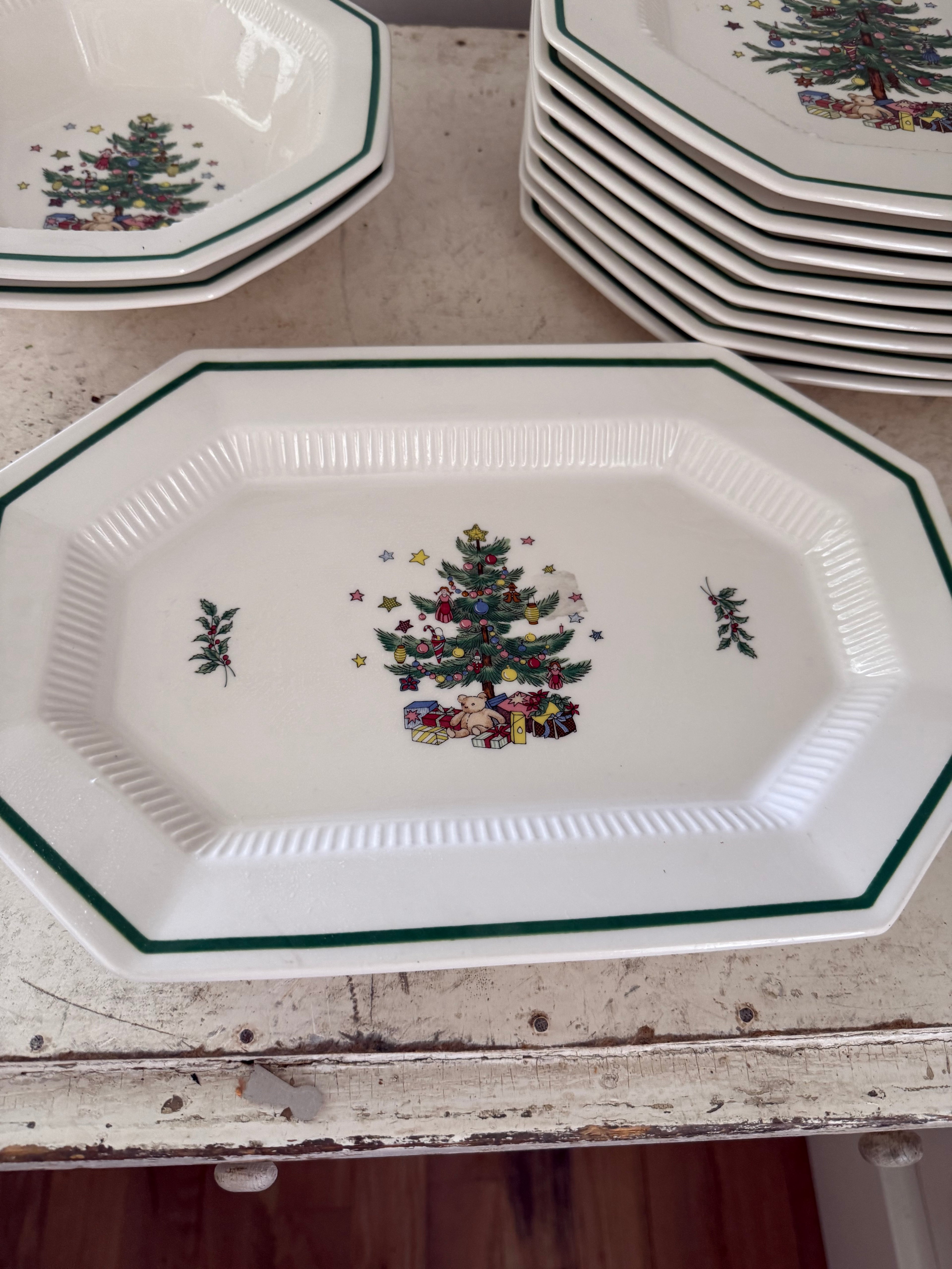Nikko Christmastime 13" Oval Octagon Serving Platter, bowls and plates sold individually