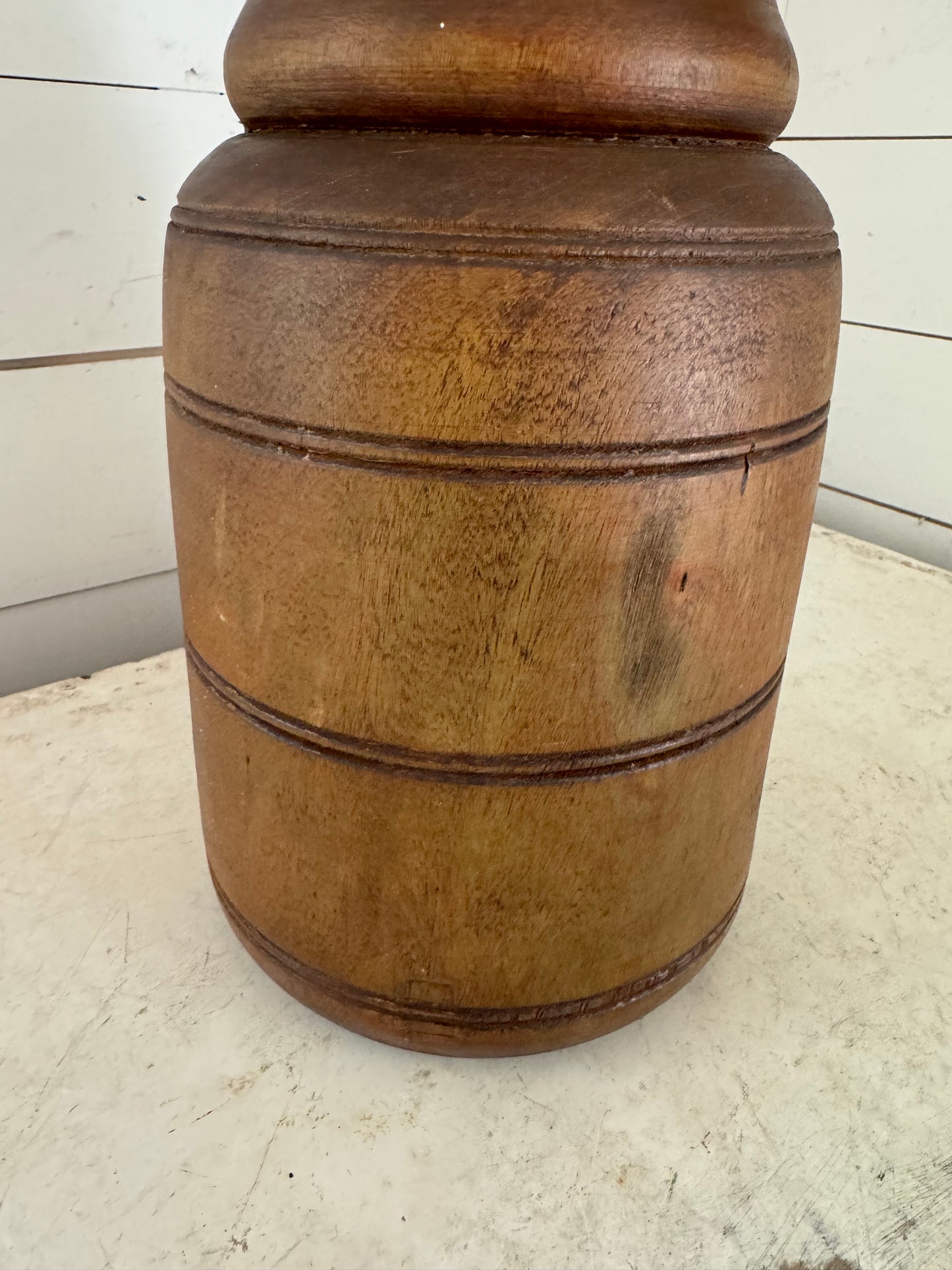 Antique Solid Wood Hand Turned Water Jug