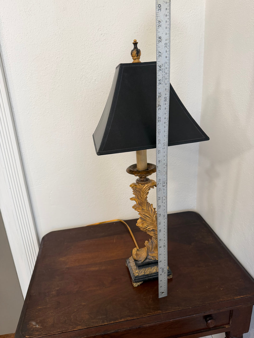 Vintage Ornate Table Lamp With Sculpted Scrolling Pattern