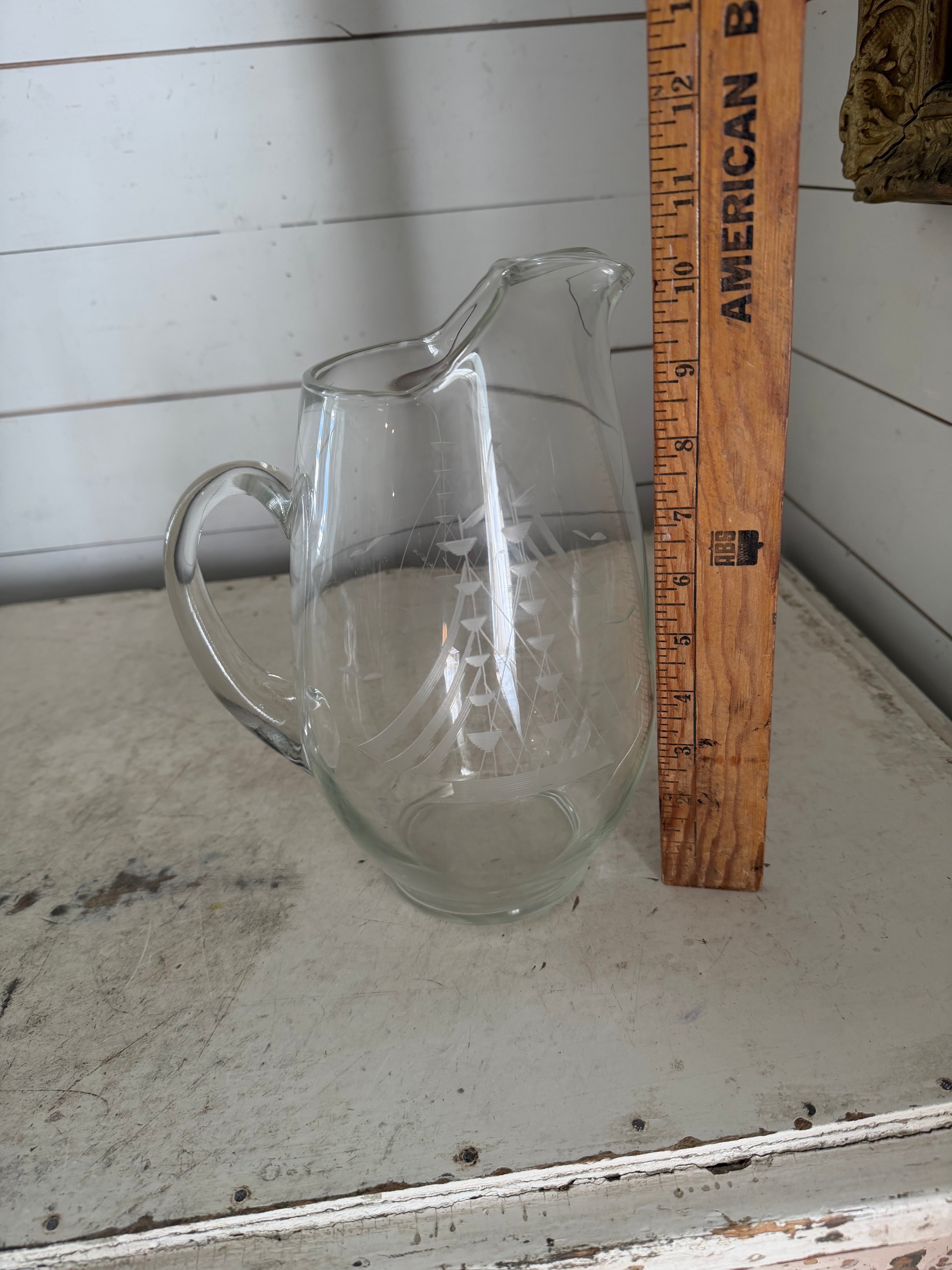 Clipper Collection 1/2 Gallon Etched Glass Pitcher - ship