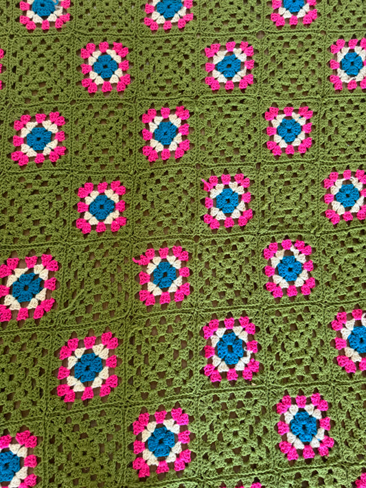 Pink & Hot Pink Afghan has small tear