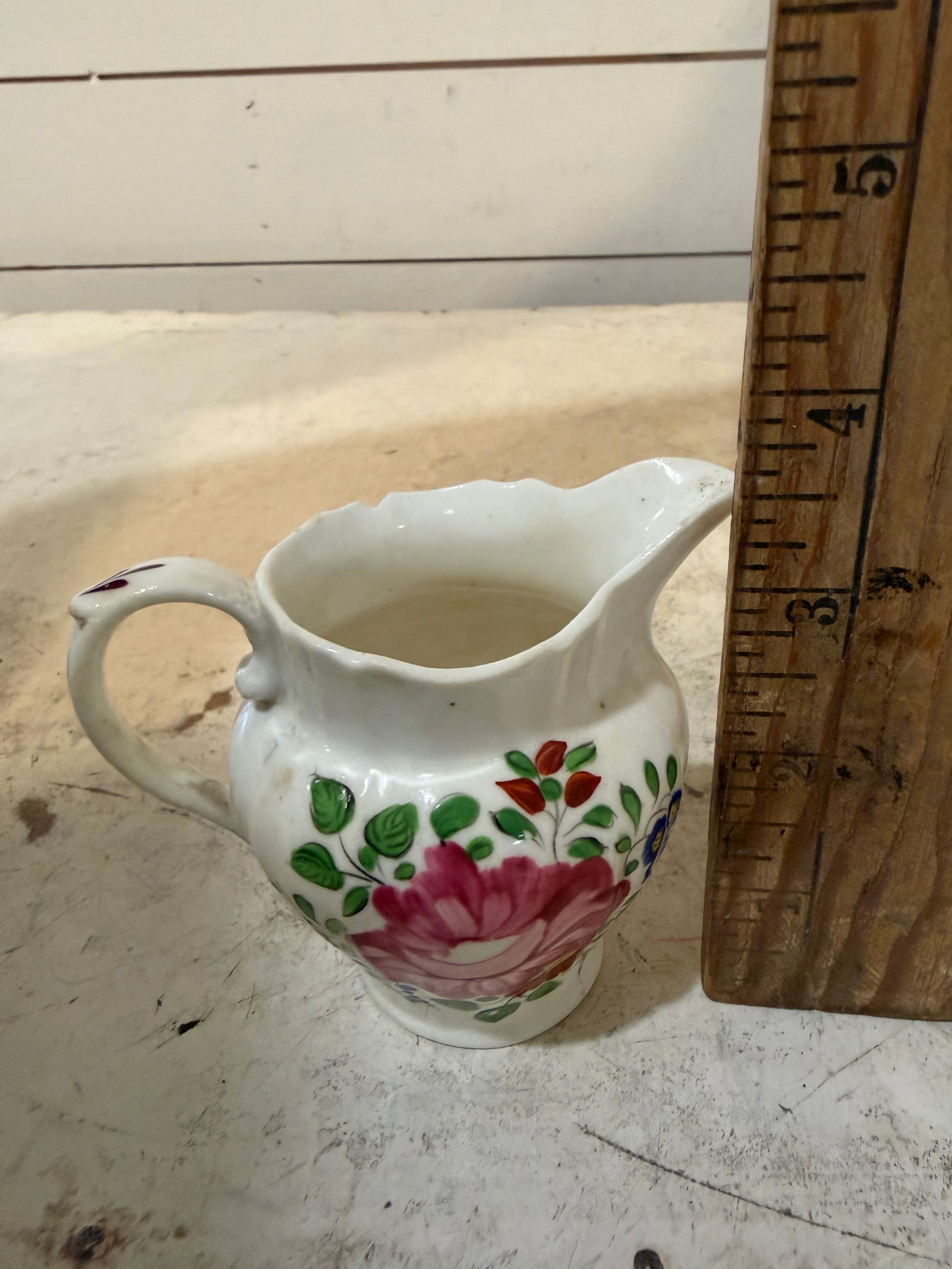Vintage Hand Painted Floral Creamer - has small chip as pictured