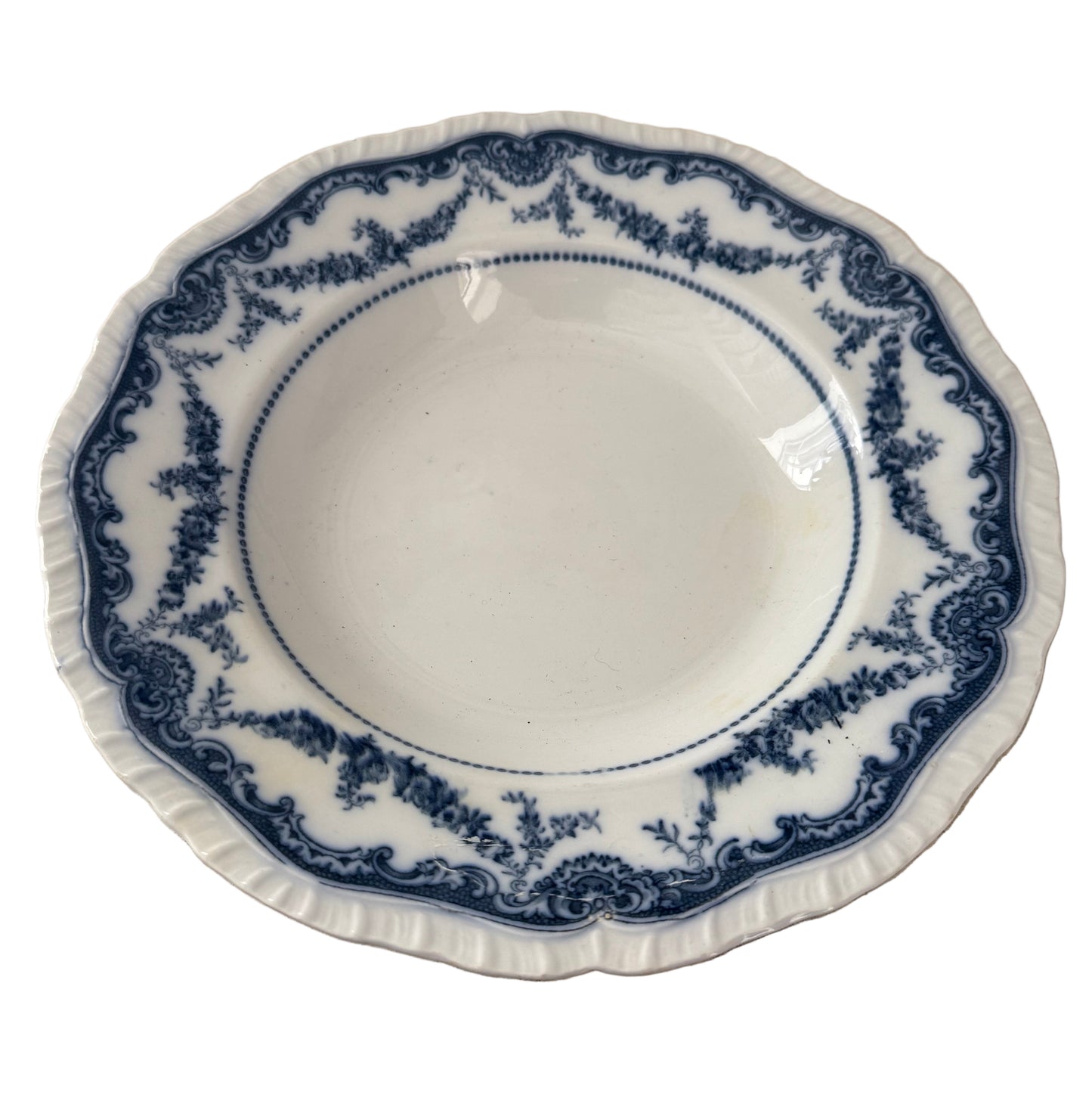 Antique Ironstone flow blue Booth's Cheswick pattern soup bowl as is see pictures