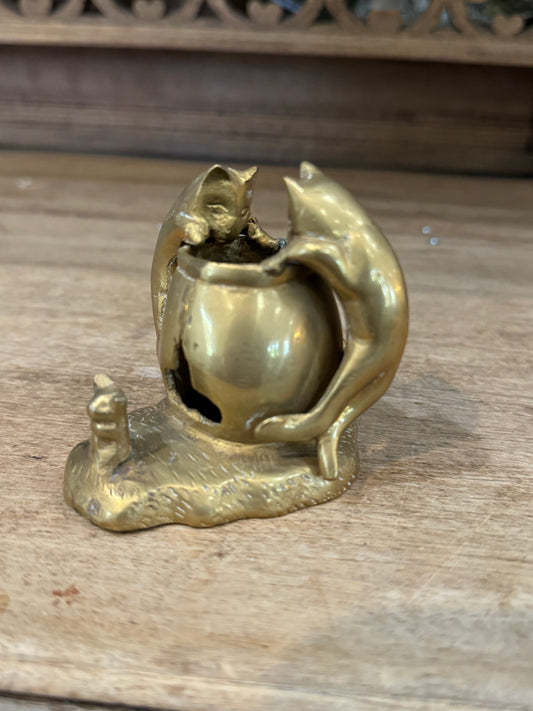 Brass cat sculpture