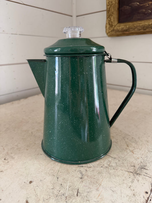 Green Enamel Coffee Pot