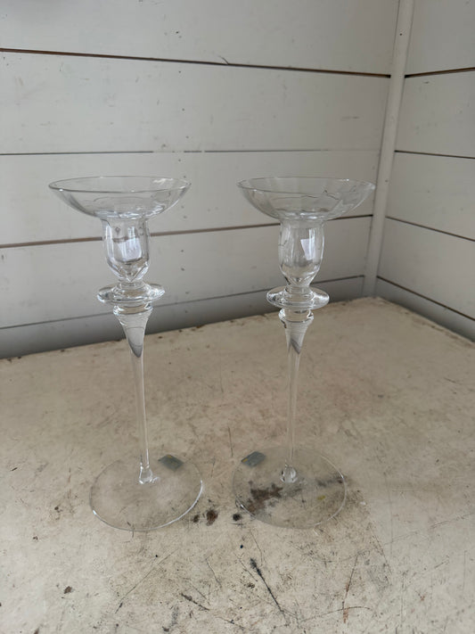 Set of Crystal Mikasa Taper Candle Holders
