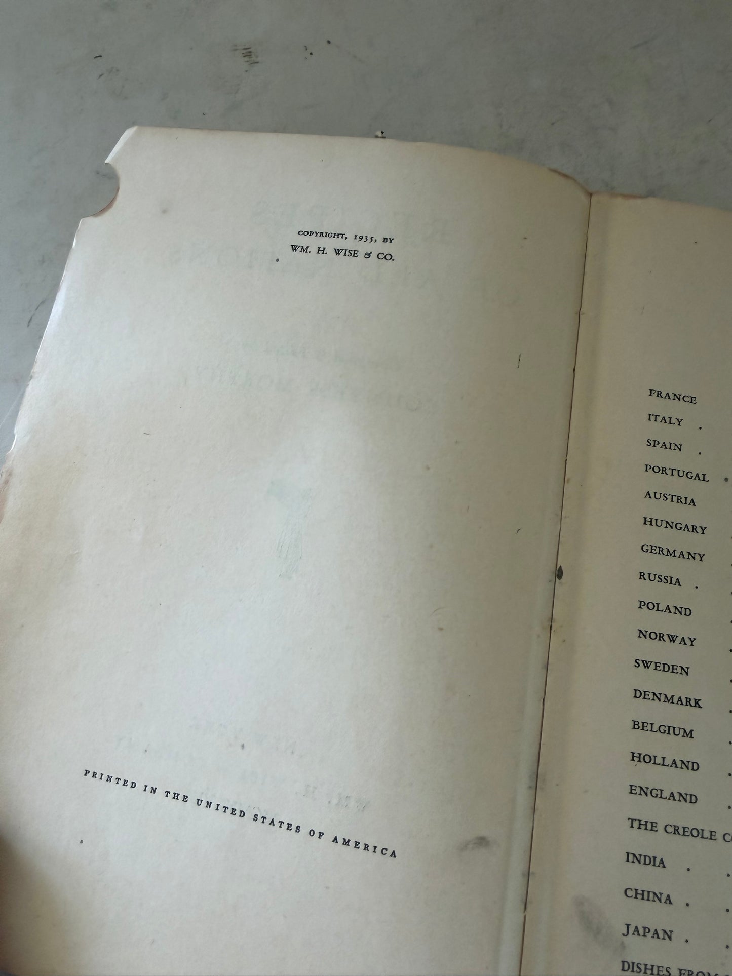 Recipes of All Nations ~ Countess Morphy 1935 Vintage Cookbook Thumb Index Wise
