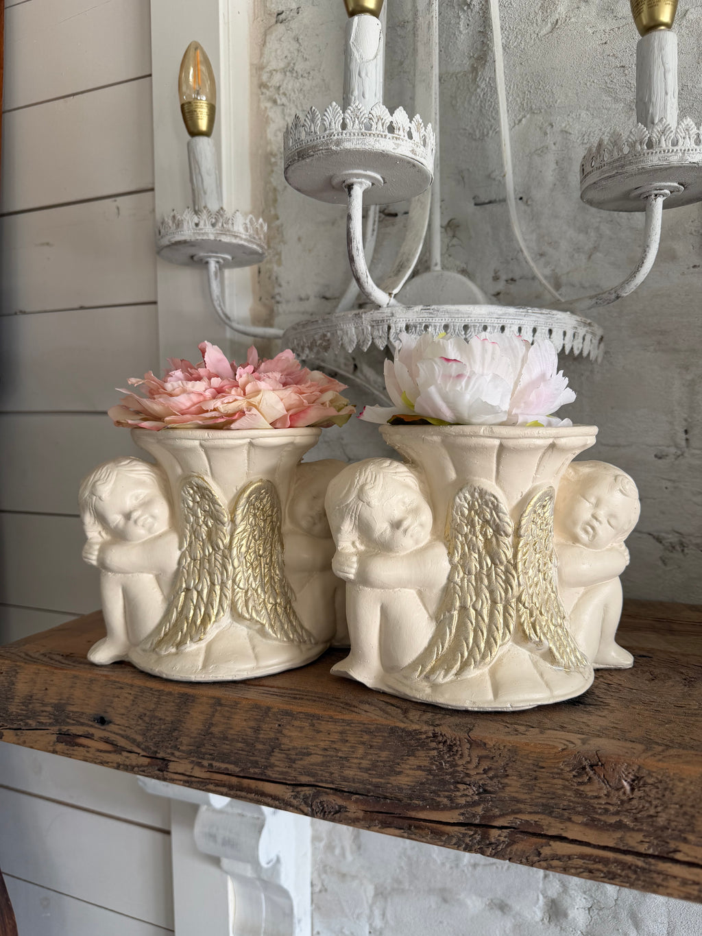 Cherub statue with Flower sold individually - as is