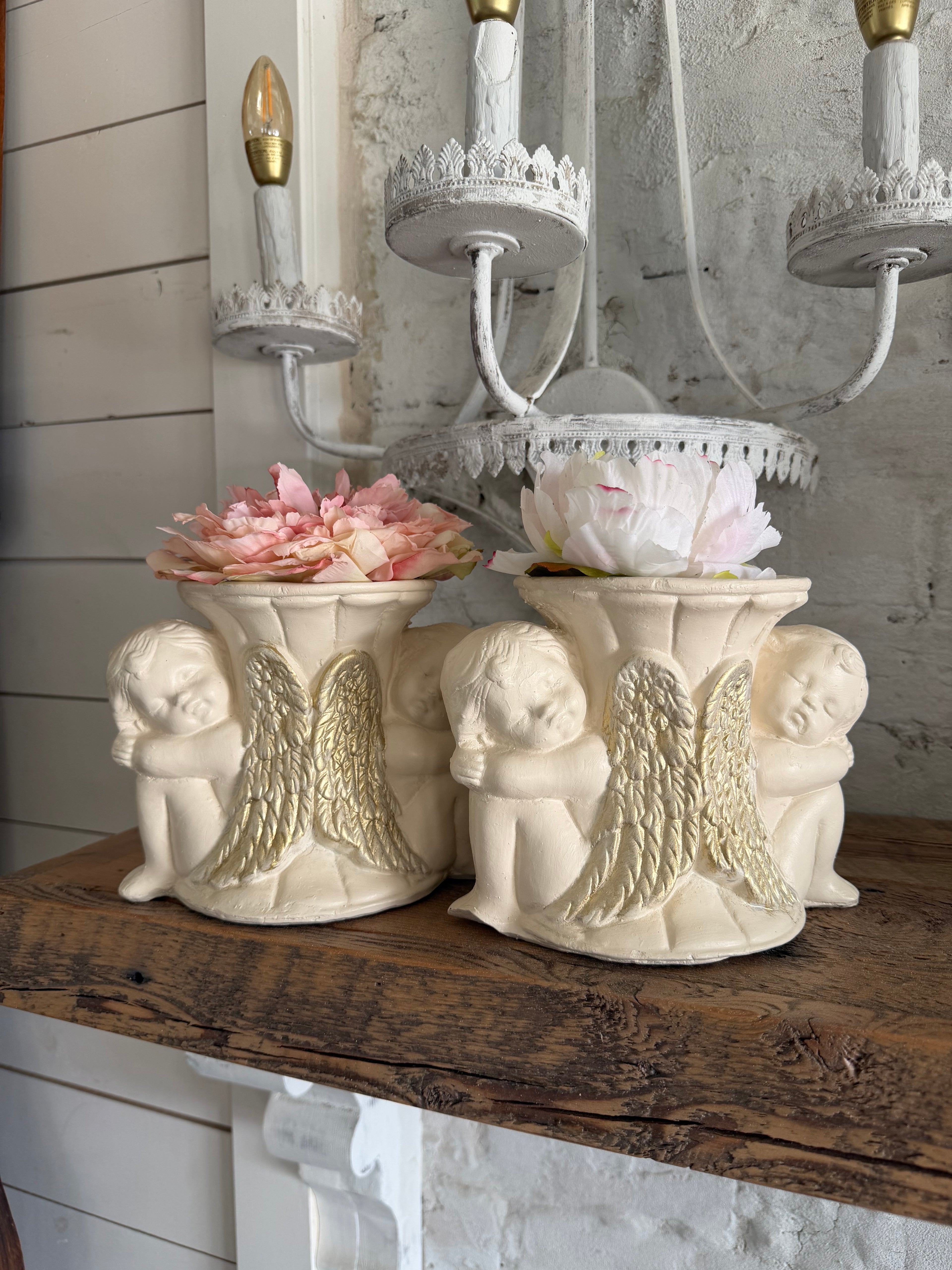 Cherub statue with Flower sold individually - as is