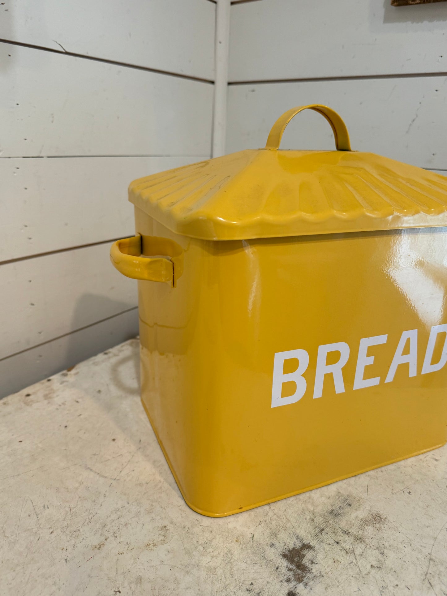 Yellow Enamel Breadbox