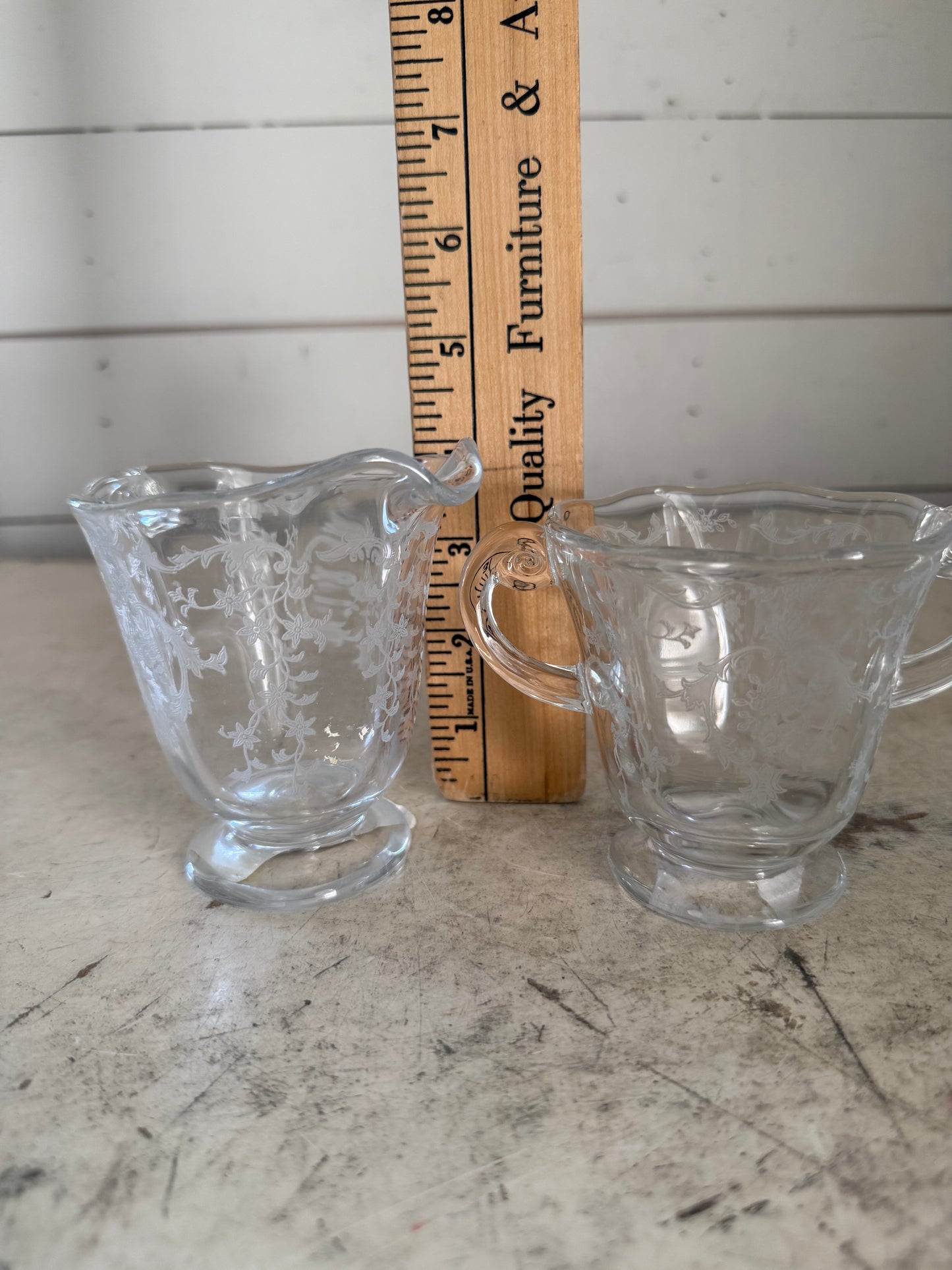 Fostoria Crystal Navarre Creamer and Open Sugar Bowl