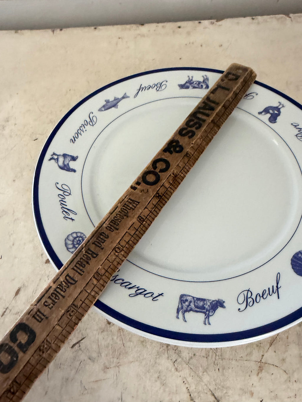 The‎ Cellar Whiteware French Blue Poulet 11.5” Dinner Plate Boeuf Escargot sold individually