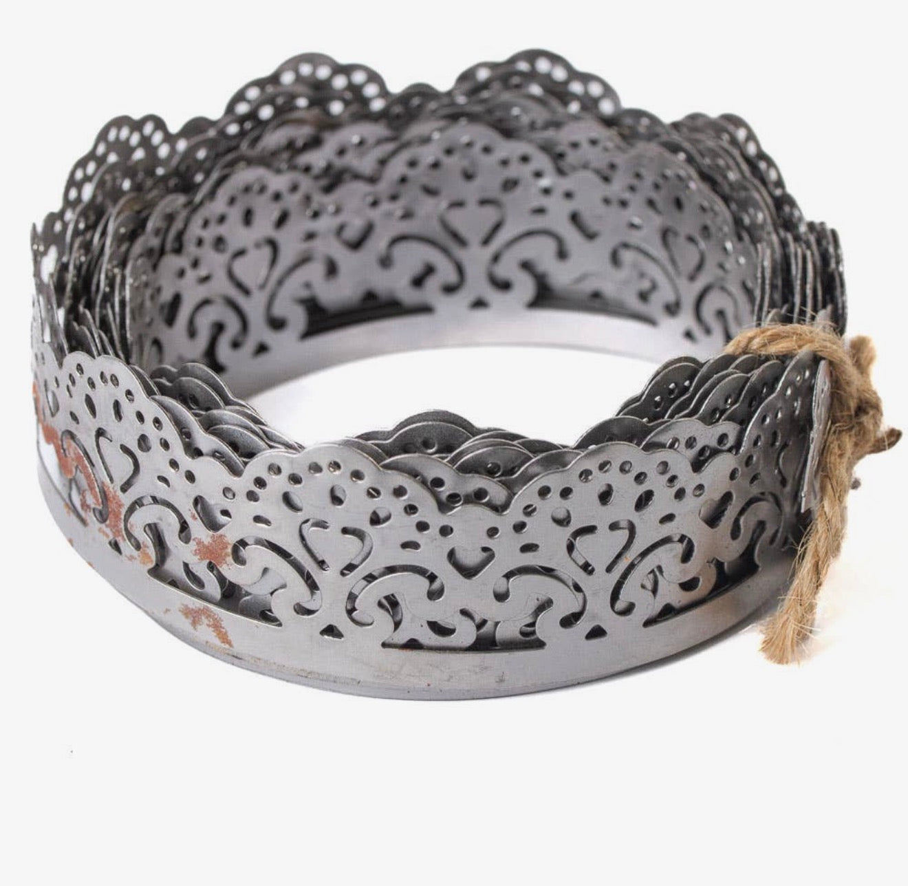 Flexible Stamped Dot Pattern Metal Lace Ribbon 1 1/3” tall Border Trim 10-foot roll