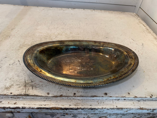 Silverplate Bread tray with a rope-patterned rim