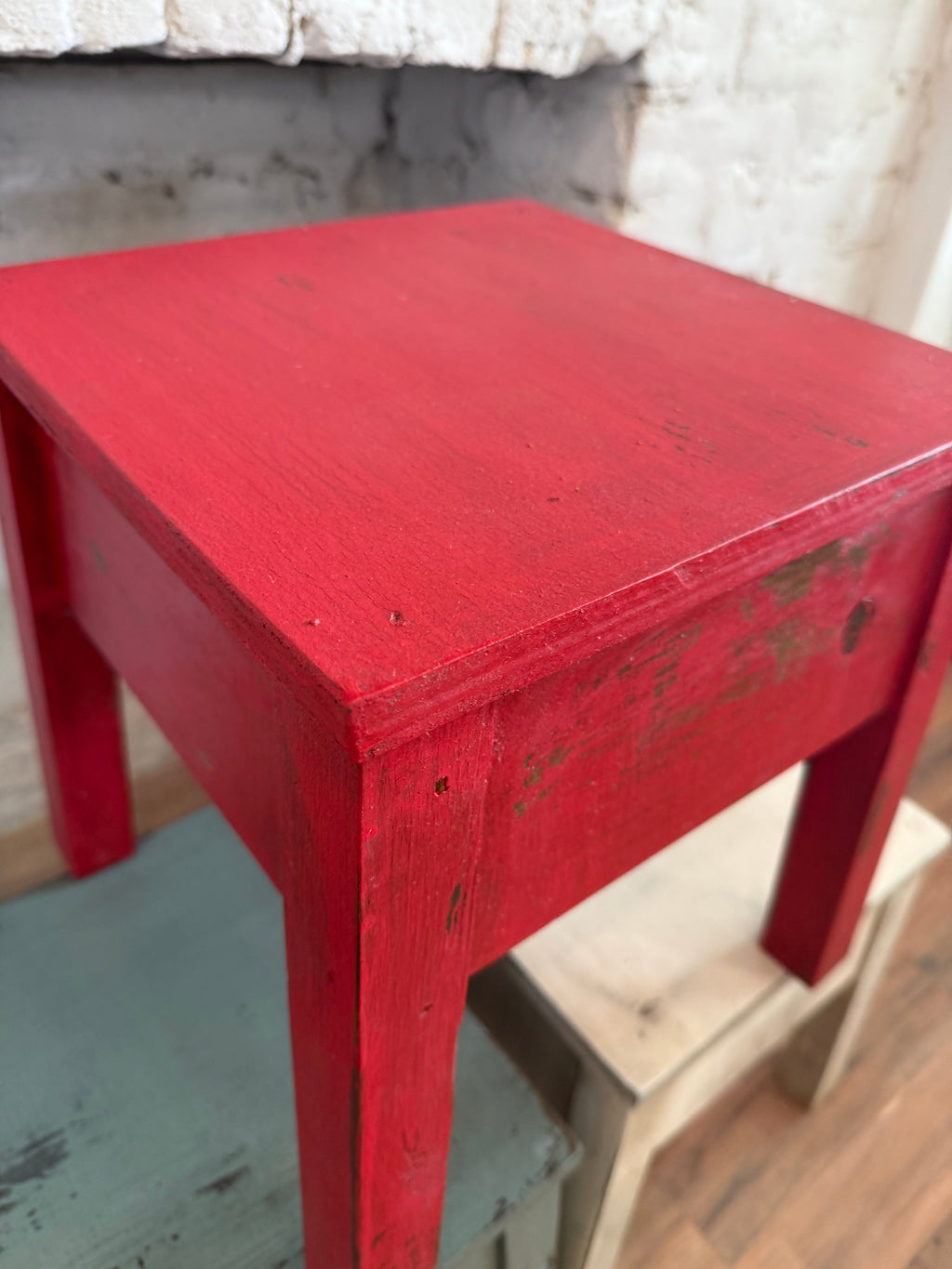 Handmade square wooden stools - sold individually 13.75x12x12”