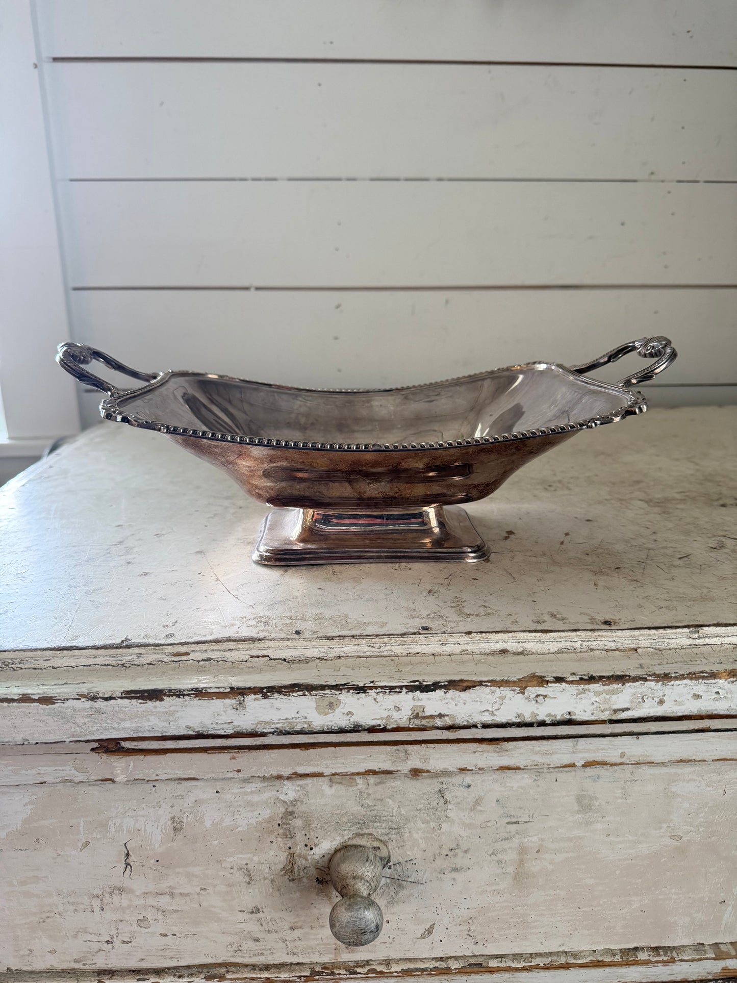 Harrods Antique silver plate Rectangle with Pegasus pedestal server Made in England
