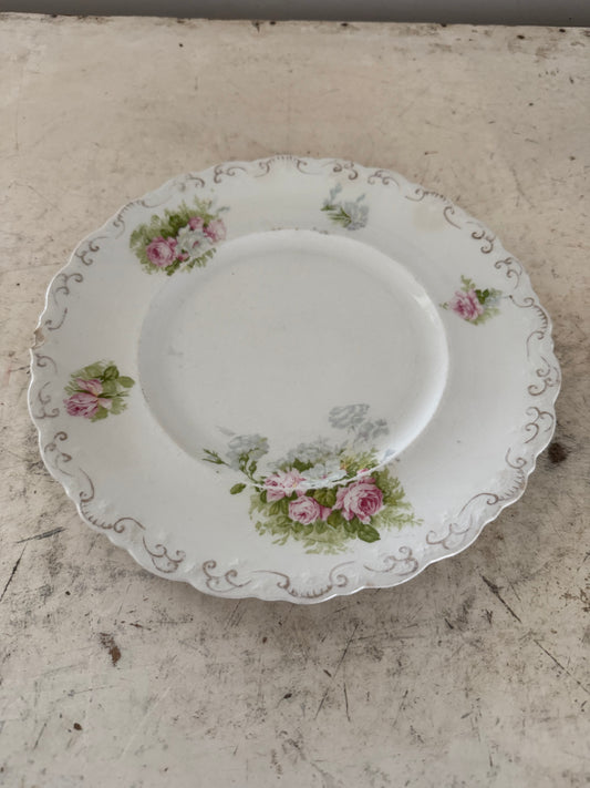 Antique floral dessert plate - has a chip