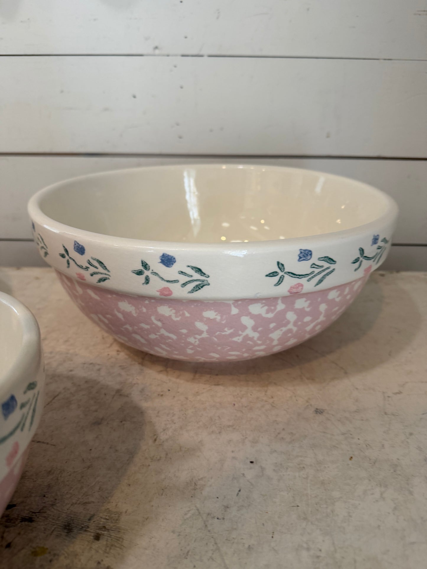 Vintage Pink Crock Shop Santa Ana CA cottage style Mixing Bowls Set of 3