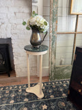Hand Painted with marble top plant stand 24” tall will come disassembled lightly distressed