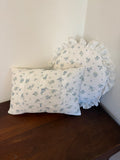 Set of blue floral shabby chic style pillows