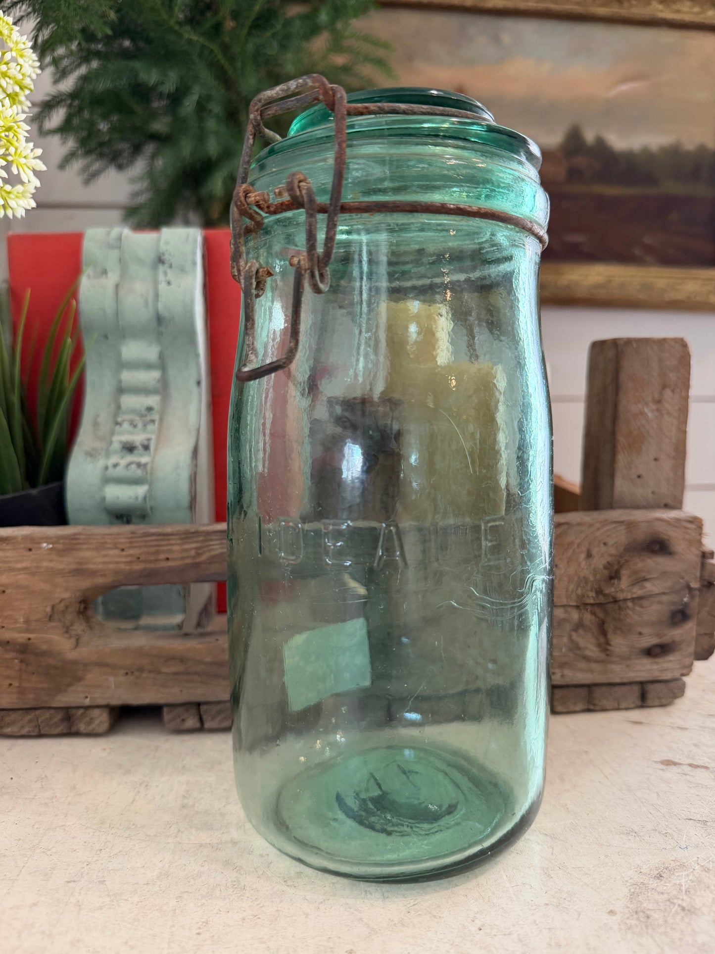 Antique French L'Idéale glass canning jar 1 L