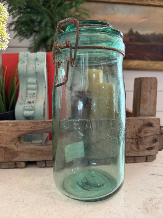 Antique French L'Idéale glass canning jar 1 L