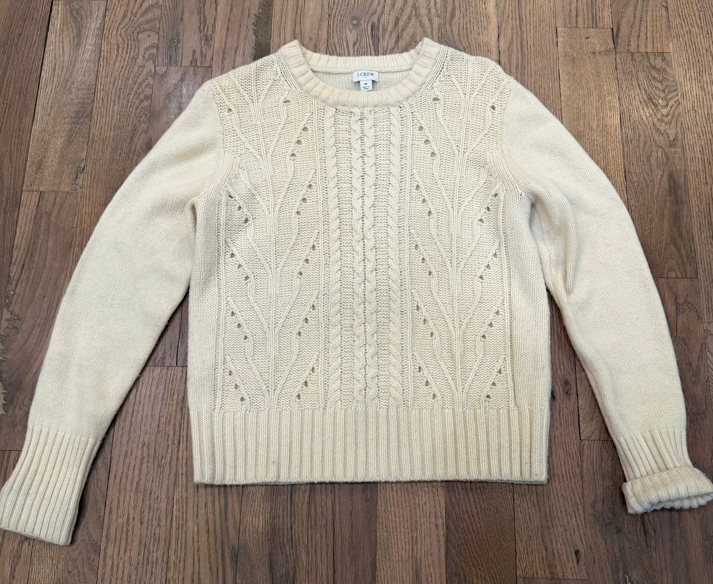 J. Crew Cream Cable Knot Pullover - Women’s Medium