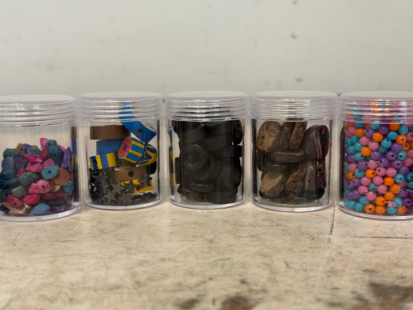 Assorted Beads For Jewlery in 12 Plastic Organizer Containers - Sold as a set
