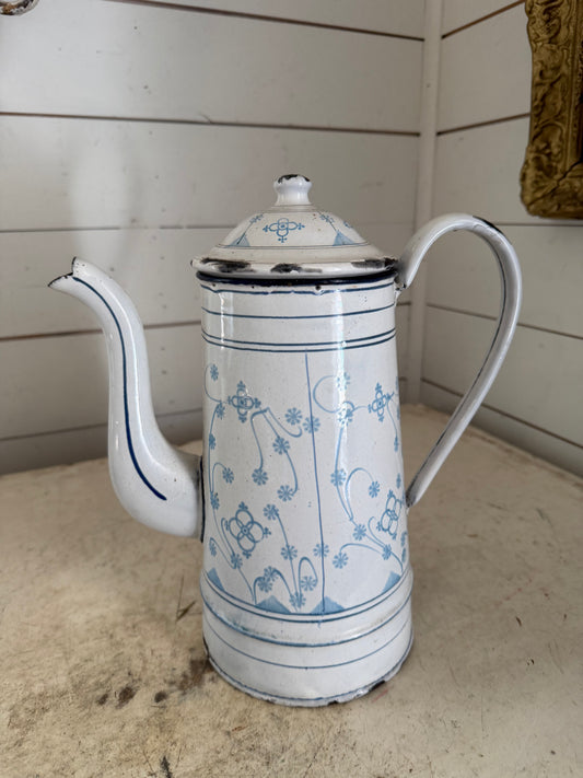 Old Brocante Enamel Coffee Pot Coffee Pot Saks Motif
