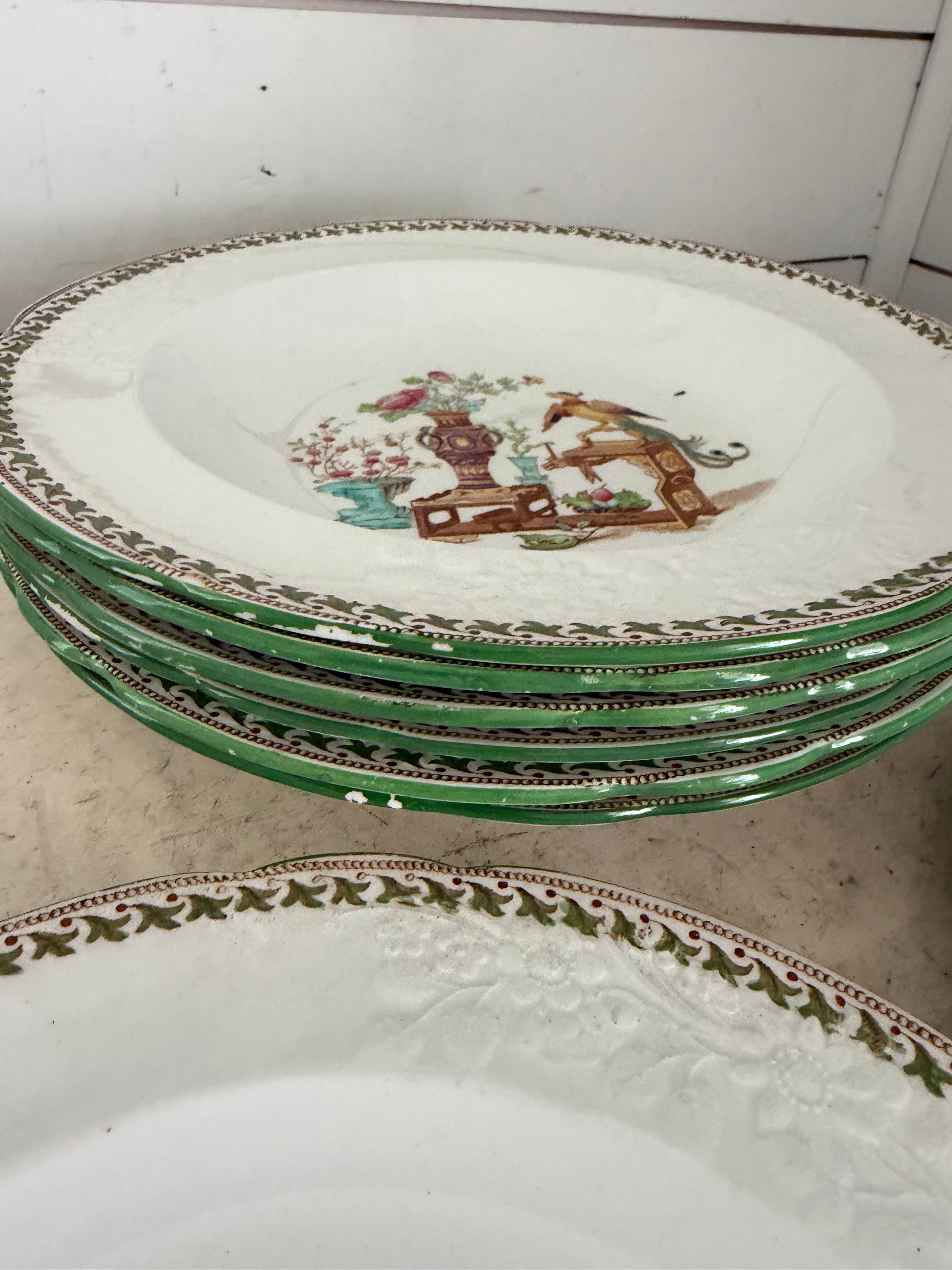 Antique Spode Chinoserie Green Transferware sold Individually