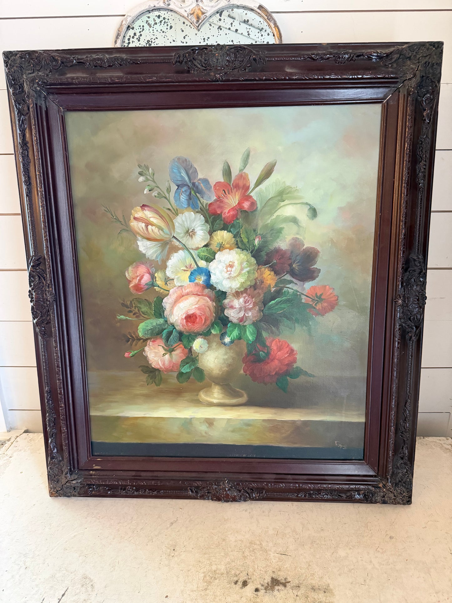 Vintage Original Art of Flowers in a Vase by Rosie