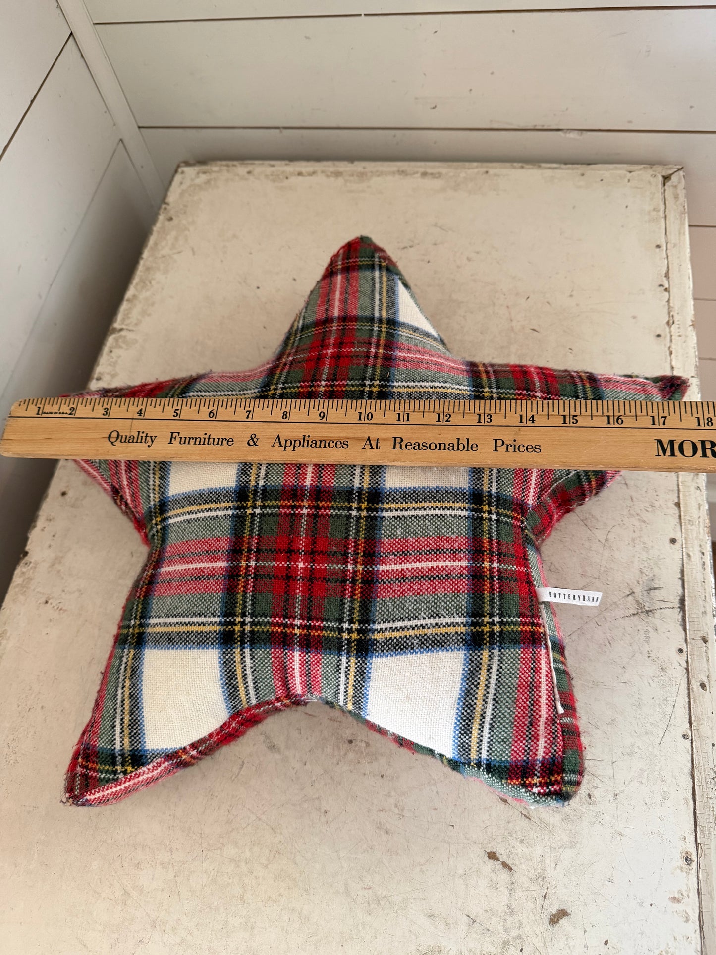 Pottery Barn Stewart Plaid Star Shaped Pillow