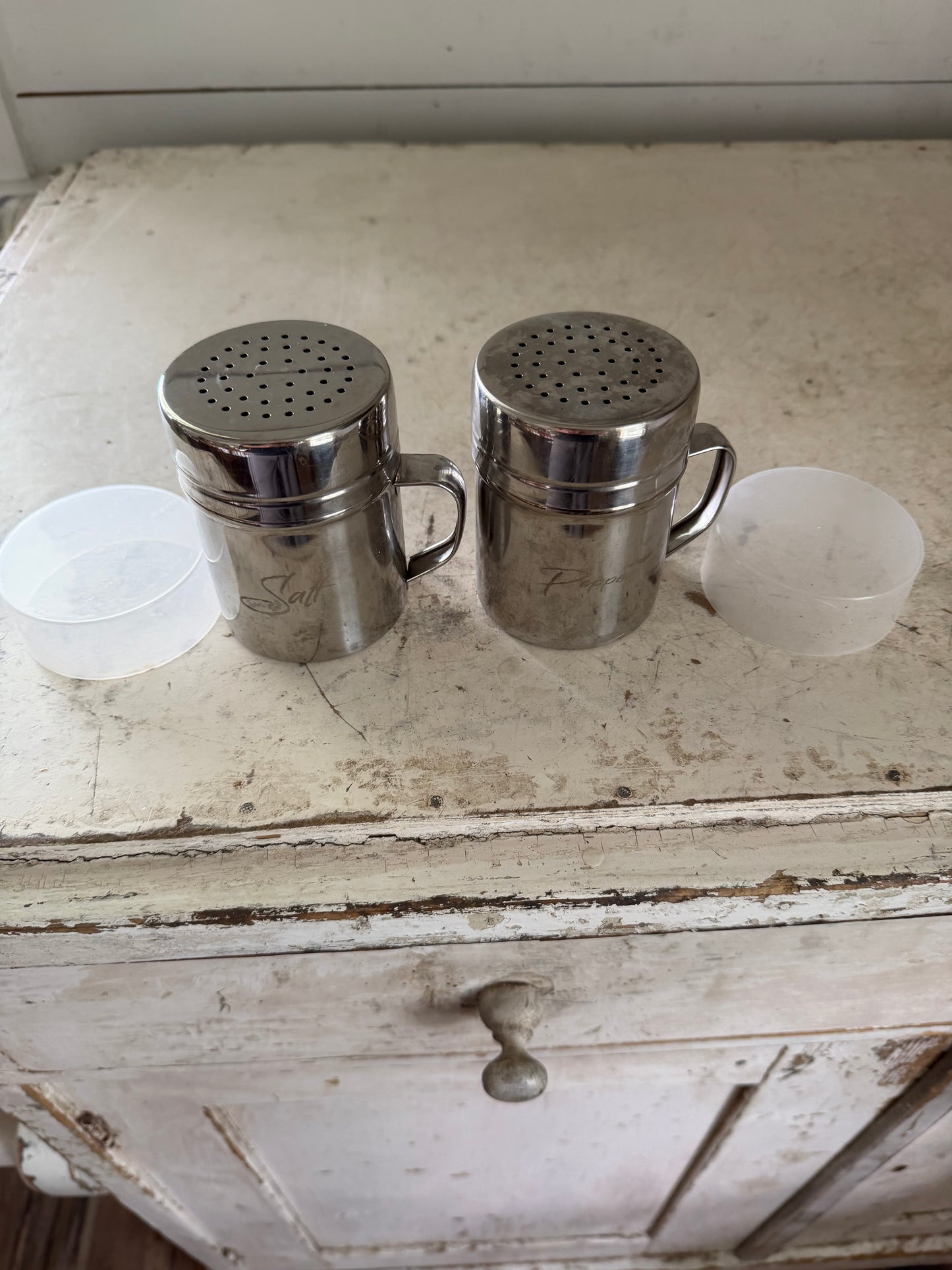 Stainless Steel Large Salt and Pepper Shakers