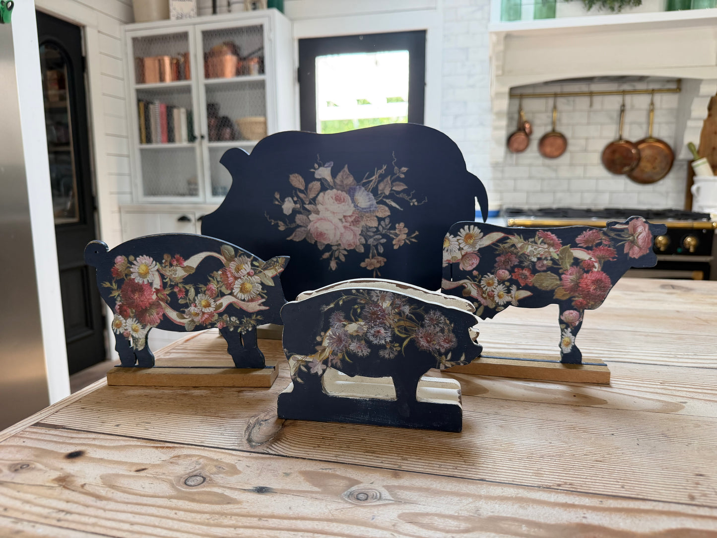 Hand Painted Floral Farm Animals sold individually