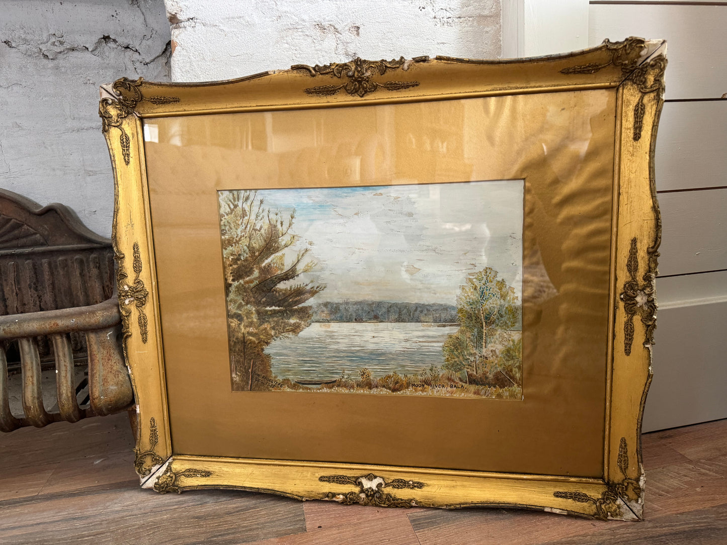 1935 Framed Watercolor Tom Radcliff - has water damage in matte as shown