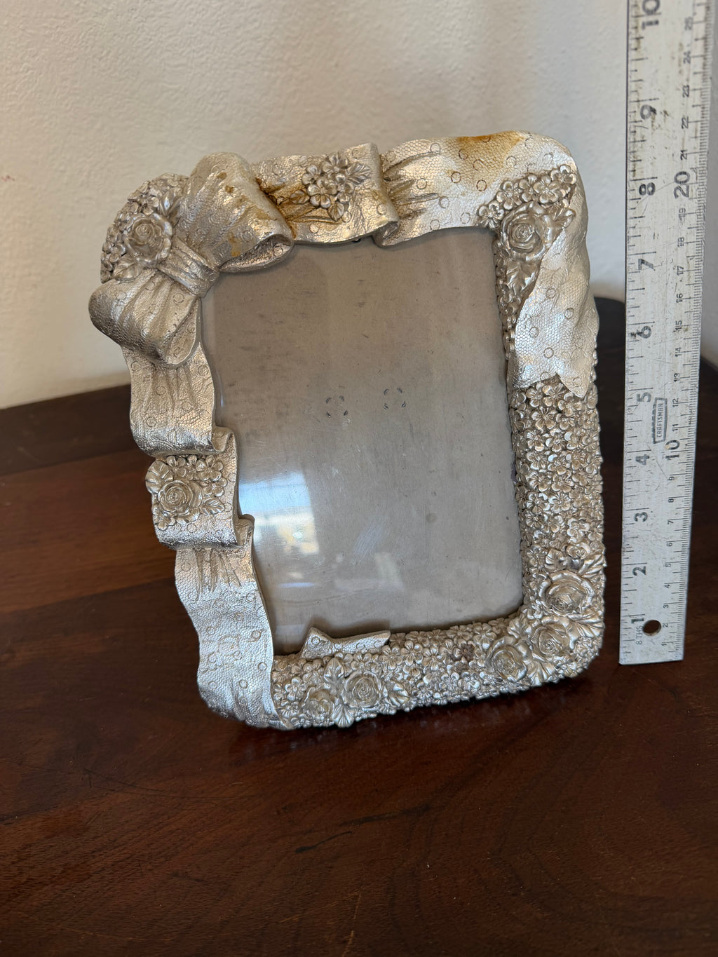5x7 Silver Frame With Bow - Will Get Makeover